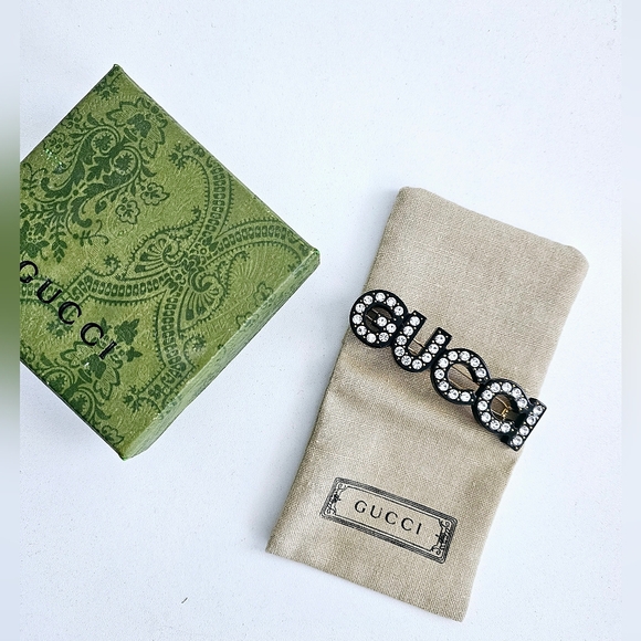 New Unused Gucci Crystal & Stud Barrette/Hair Clip - Picture 11 of 11